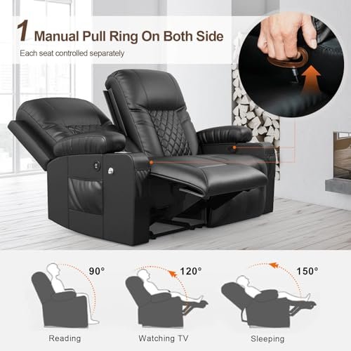 FURNIMAT - FURNIMAT Loveseat Recliner Sofa
