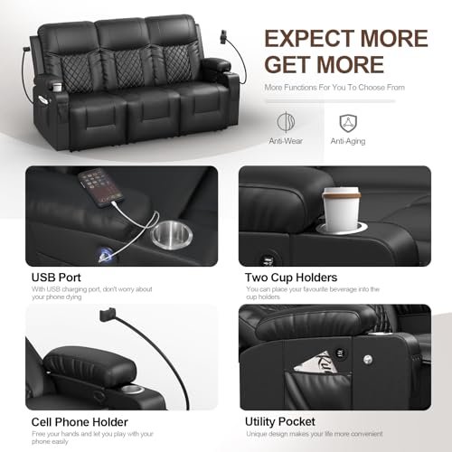FURNIMAT - FURNIMAT Recliner Sofa Set with 3+1 Pieces in Living Room