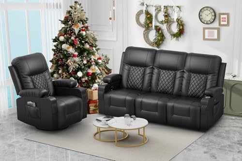 FURNIMAT Recliner Sofa Set with 3+1 Pieces in Living Room